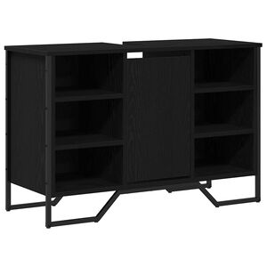 vidaXL Szafka pod umywalkę z p&oacute;łką Czarny Dąb 91 x 35 x 60 cm