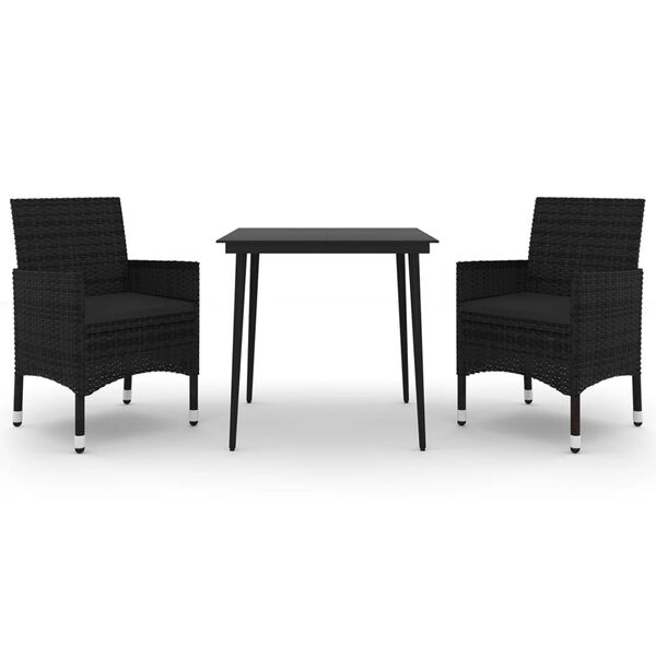 vidaXL 3-cz. zestaw mebli ogrodowych z poduszkami, rattan PE i szkło