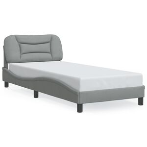 vidaXL Rama ł&oacute;żka z LED bez materaca Hvar Jasnoszara 90x200 cm Tkanina