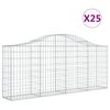 vidaXL Kosze gabionowe, 25 szt, 200x30x80/100 cm, galwanizowane żelazo