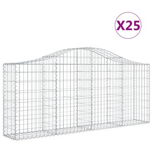 vidaXL Kosze gabionowe, 25 szt, 200x30x80/100 cm, galwanizowane żelazo