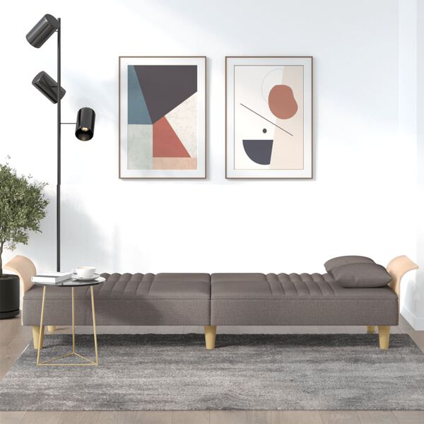 vidaXL Rozkładana kanapa z podłokietnikami, kolor taupe, obita tkaniną