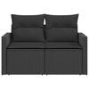 vidaXL Sofa ogrodowa z poduszkami, 2-osobowa, czarna, polirattan