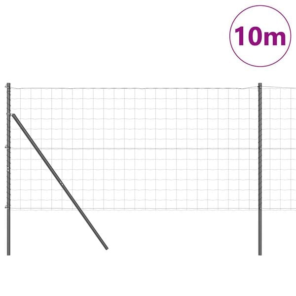 vidaXL Ogrodzenie z słupkami Szary 1 x 10 m Stal