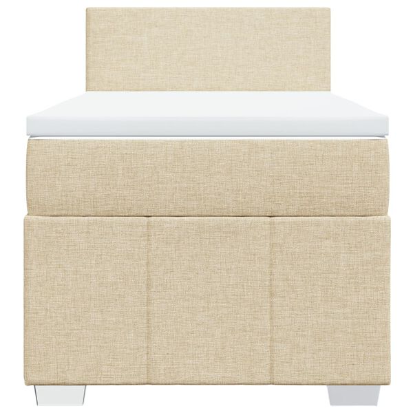 vidaXL Ł&oacute;żko kontynentalne z materacem, kremowe, tkanina, 80x200 cm