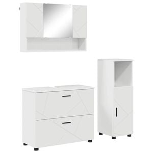 vidaXL Zestaw mebli łazienkowych z szufladą 3 pcs Wysoki połysk biały