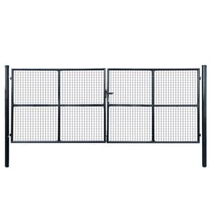 vidaXL Brama ogrodowa z siatki ocynkowanej, stal 400x150 cm, szara