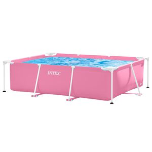 INTEX Metalowy basen stelażowy ponad ziemią r&oacute;żowy 220 x 150 x 60 cm