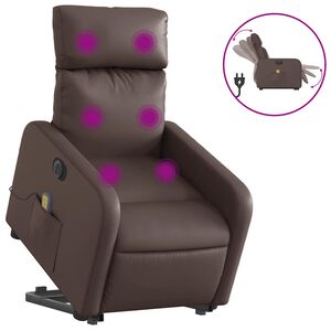 vidaXL Rozkładany fotel pionizujący z masażem, elektryczny, brązowy