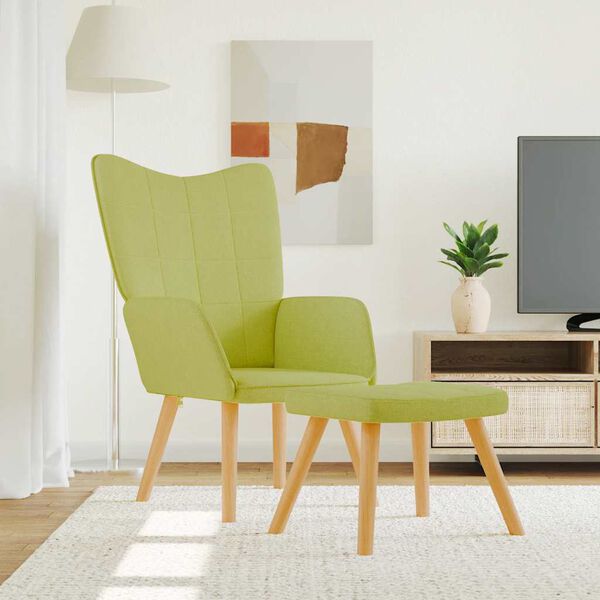 vidaXL Fotel z podn&oacute;żkiem, zielony, obity tkaniną