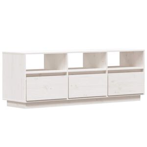 vidaXL Szafka pod telewizor, biała, 140x37x50 cm, lite drewno sosnowe