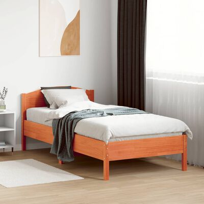 vidaXL Rama łóżka z wezgłowiem, woskowy brąz, 90x190 cm, sosnowa
