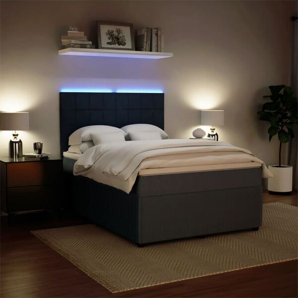 vidaXL Ł&oacute;żko kontynentalne z materacem, ciemnoszare, 140x200cm aksamit