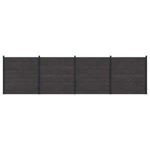 vidaXL Panel ogrodzeniowy 4 pcs WPC i aluminium Czarny