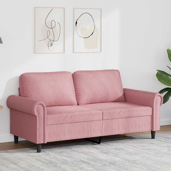 vidaXL Sofa 2-osobowa, r&oacute;żowy, 140 cm, tapicerowana aksamitem