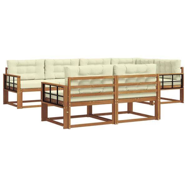 vidaXL Zestaw sof na zewnątrz z poduszką 7 pcs Naturalny i Kremowy