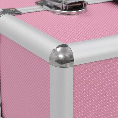 vidaXL Kuferek na kosmetyki, 37 x 24 x 35 cm, różowy, aluminiowy