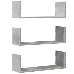 vidaXL P&oacute;łki ścienne, 3 szt., szarość betonu, 58x18x18 cm