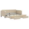 vidaXL Sofa rozsuwana z szufladami, kremowa, 90x200 cm, tkanina