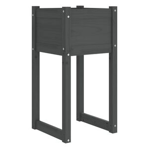 vidaXL Donica, szara, 40x40x81 cm, lite drewno sosnowe