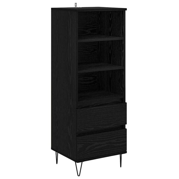 vidaXL Highboard Czarny Dąb 40 x 36 x 110 cm Materiał drewnopochodny