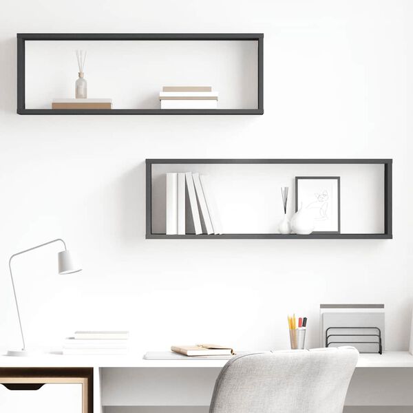 vidaXL P&oacute;łki ścienne kostki, 2 szt., szare, 80x15x26,5 cm