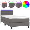 vidaXL Ł&oacute;żko kontynentalne z materacem i LED, szara ekosk&oacute;ra 80x200 cm