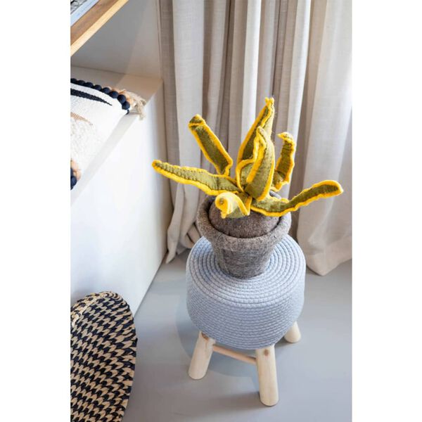 KidsDepot Stołek Iggy, 29 cm, bawełna i drewno, szary