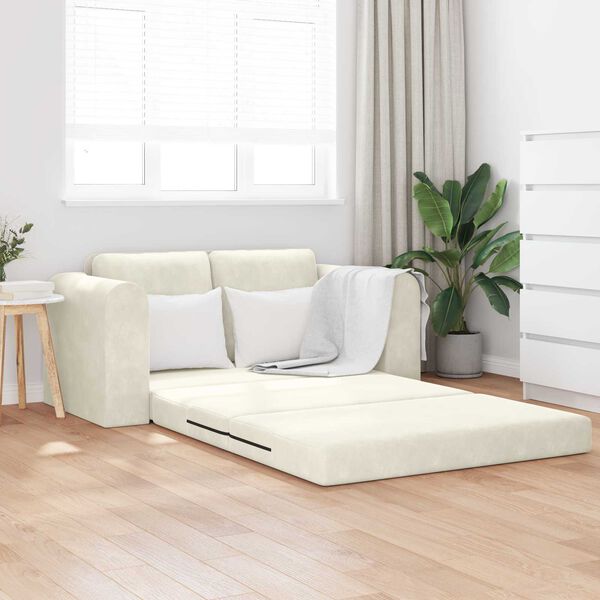vidaXL Sofa Bed 60cm Kremowy Aksamit