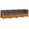 vidaXL Zestaw sof na zewnątrz 4 Sztuka brązowy Lite Drewno Akacji