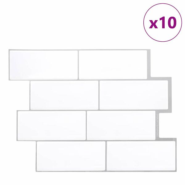 vidaXL Dekoracyjne naklejki 10 pcs Biały szary 29,4 x 21,4 x 0,8 cm