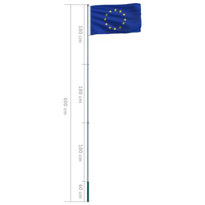 vidaXL Flaga Europy z aluminiowym masztem, 6 m
