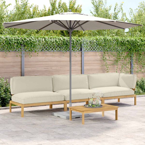 vidaXL Zestaw Sof z poduszką Gładki 4 pcs Kremowy Lite Drewno Akacji