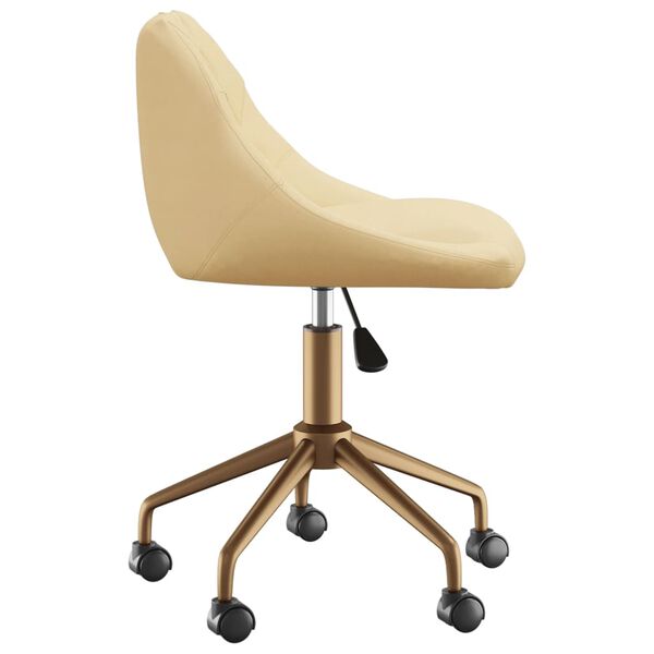 vidaXL Obrotowe krzesło stołowe, kremowe, obite aksamitem