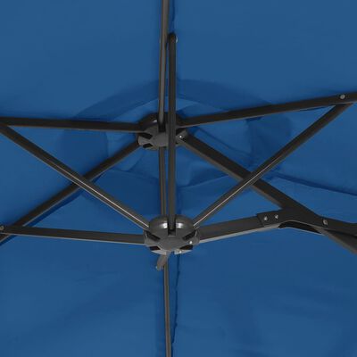 vidaXL Parasol ogrodowy podwójny z LED, lazurowy, 316x240 cm