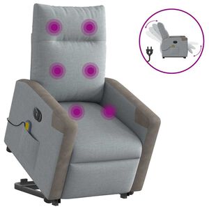 vidaXL Podnoszony fotel masujący, elektryczny, rozkładany, jasnoszary