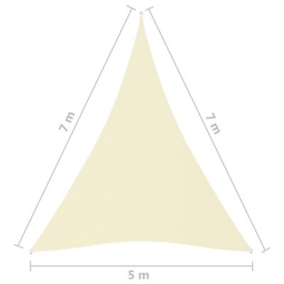 vidaXL Żagiel ogrodowy, tkanina Oxford, trójkątny, 5x7x7 m, kremowy