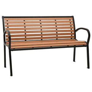 vidaXL Ławka ogrodowa, czarno-brązowa, 116 cm, stal i WPC