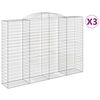 vidaXL Kosze gabionowe, 3 szt, 300x50x200/220 cm, galwanizowane żelazo