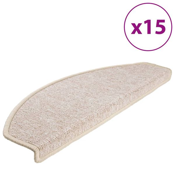 vidaXL Maty na schody 15 szt. 65x24x4 cm Taupe P&oacute;łokrągłe Duże