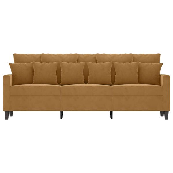 vidaXL Sofa 3-osobowa, brązowa, 180 cm, tapicerowana aksamitem