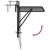 vidaXL Stolik balkonowy, czarny, 60x40 cm, stalowy
