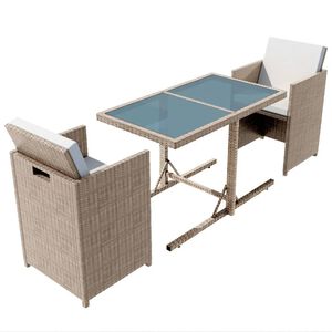 vidaXL 3-cz. zestaw mebli bistro z poduszkami, rattan PE, beżowy