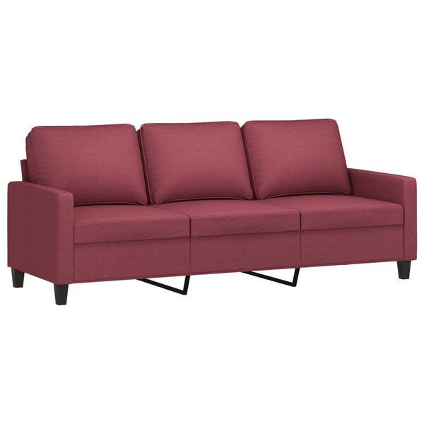 vidaXL Sofa 3-osobowa, winna czerwień, 180 cm,tapicerowana tkaniną
