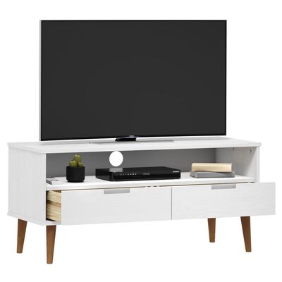vidaXL Szafka TV MOLDE, biała, 106x40x49 cm, lite drewno sosnowe