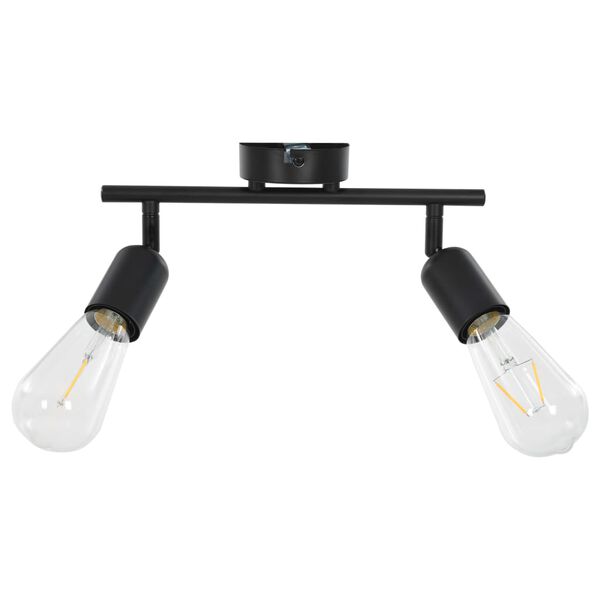 vidaXL Lampa z 2 żarówkami żarnikowymi, 2 W, czarna, E27