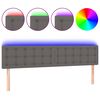 vidaXL Zagł&oacute;wek do ł&oacute;żka z LED, szary, 180x5x78/88 cm, sztuczna sk&oacute;ra