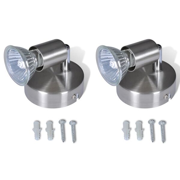 Halogeny ścienne z regulowaną, niklowaną podstawą 2 szt