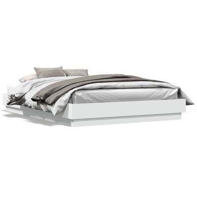 vidaXL Rama łóżka, biała, 140x200 cm, materiał drewnopochodny
