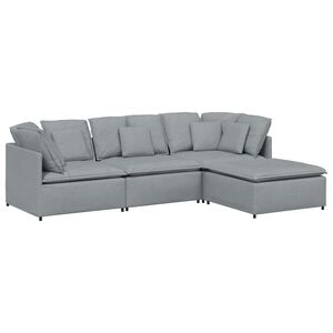 vidaXL Sofa modułowa z podn&oacute;żkiem i poduszkami Tkanina jasnoszara